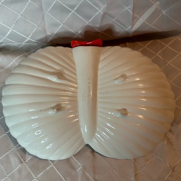 Large Vintage Red Lobster Majolica Style Pottery Shell Dish - Picture 6 of 9